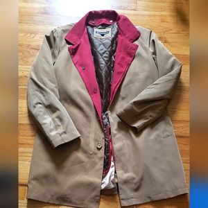 BACHRACH Men’s Tan Trench Coat With Polyester  Removable Liner Size Large